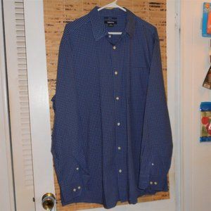 Claiborne Men's 80's 2-Ply Long Sleeve Check Button Up Shirt Blue *Tag Size: XLT